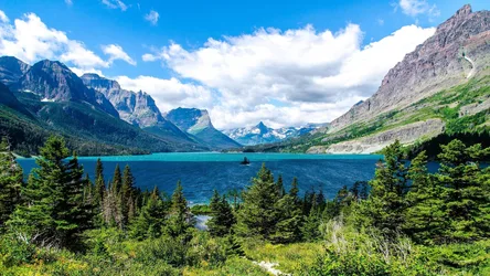 Mountain Lake Valley Under Blue Sky - free landscapes wallpaper 2304×1296