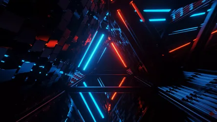 Neon Corridor Through the Digital Night - free sci-fi wallpaper 3840×2160