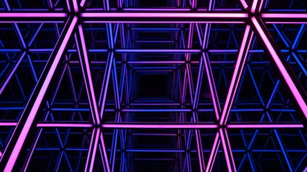Neon Corridor of Light and Shadow - free architecture wallpaper 3840×2160