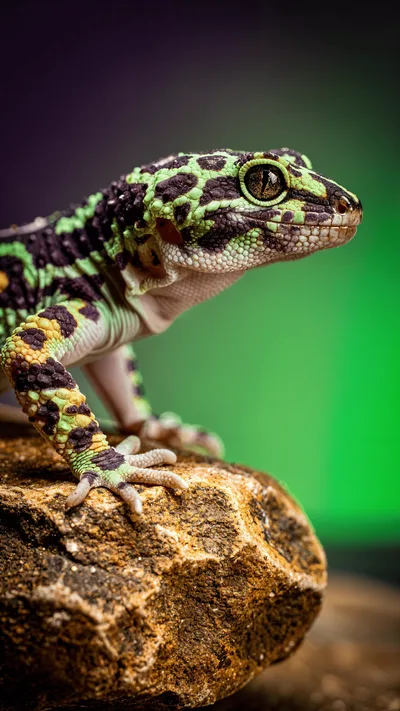 Emerald Gecko Portrait on Stone - free animals wallpaper 2592×4608
