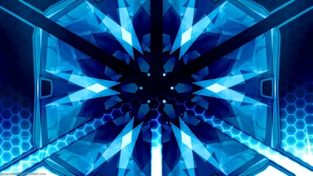 Crystal Guardian's Azure Gaze - free cyberpunk wallpaper 2560×1440