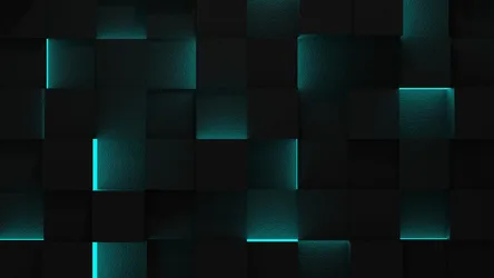 Neon Blue Tiles in Darkness - free dark wallpaper 3840×2160