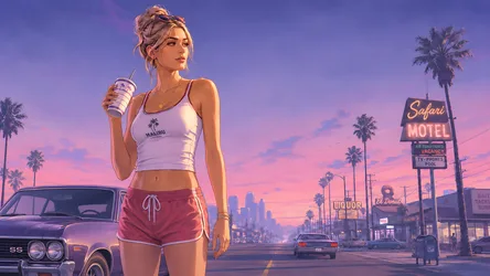Blonde-Haired Model in a Car - free gaming wallpaper 8360×4705