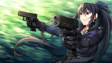 Armed Model in a Bodysuit - free anime wallpaper 2560×1440