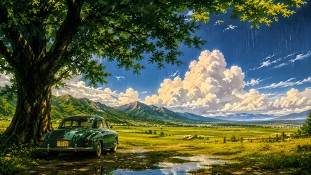 Vintage Drive Through Mountain Valley - free cars & vehicles wallpaper 3840×2156