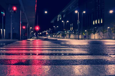 Neon Crossroads: Urban Night Street - free space wallpaper 4272×2840
