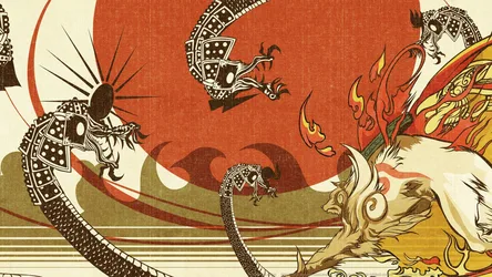 Eastern Dragons and Rising Flames - free fantasy wallpaper 2560×1440