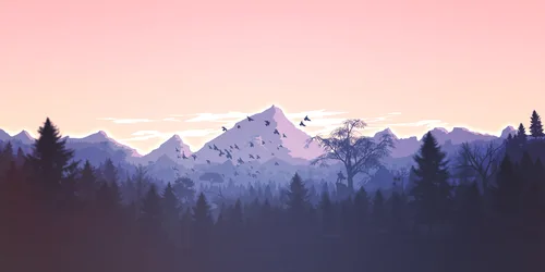 Mountain Twilight: Birds Over Alpine Forest - free gaming wallpaper 4000×2000