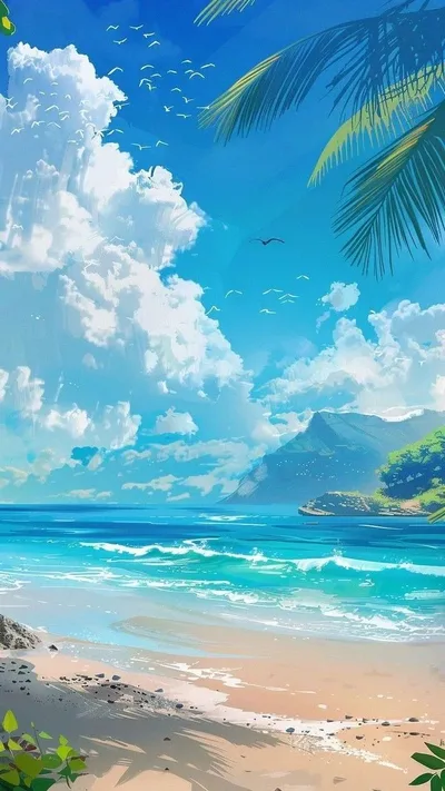 Tropical Paradise Beach Under Azure Skies - free wallpaper 736×1308