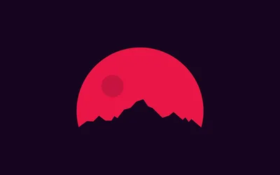Crimson Moon Rising Over Dark Mountains - free space wallpaper 2880×1800
