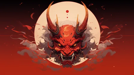 Crimson Demon Beneath the Moon - free fantasy wallpaper 2912×1632