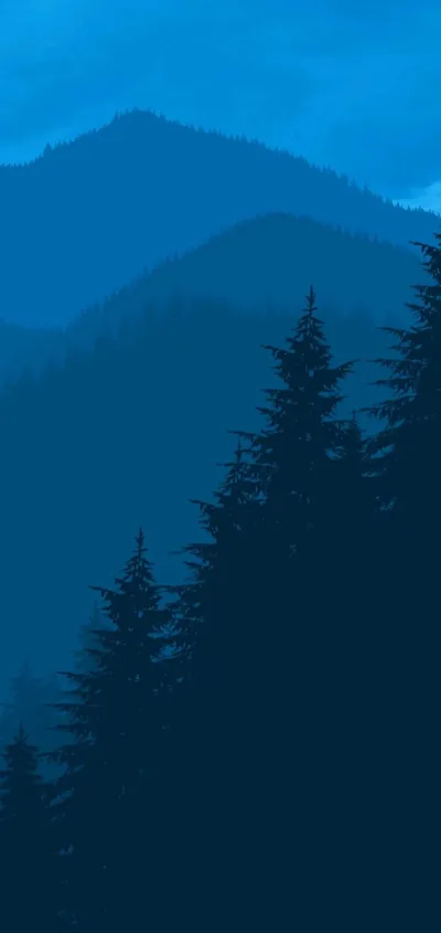 Twilight Forest Mountains in Blue Mist - free space wallpaper 800×1689