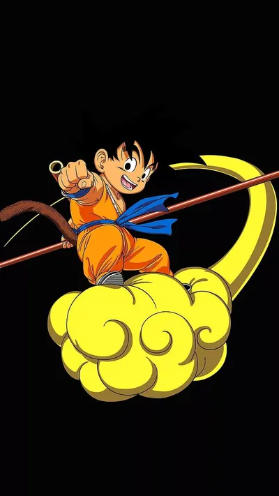 Young Goku's Cloud Adventure - free dark wallpaper 800×1422