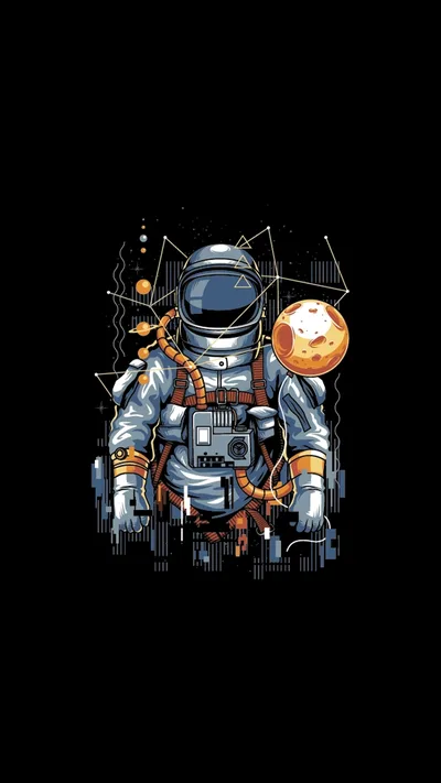 Cosmic Explorer in the Void - free space wallpaper 1080×1920
