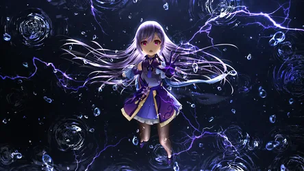Purple-Haired Lady in the Water - free anime wallpaper 3840×2160