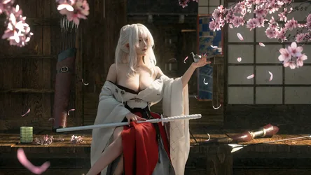 Armed Woman in a Kimono - free wallpaper 7008×3942