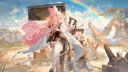 Pink-Haired Model in a Shirt and Thighhighs - free anime wallpaper 3840×2160