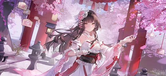 Brown-Haired Girl in a Kimono - free wallpaper 4096×1890