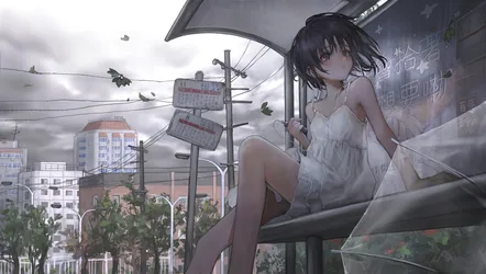 Black-Haired Girl in a Dress - free wallpaper 2000×1132