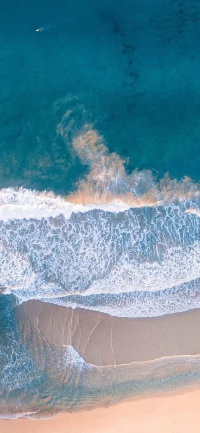 Coastal Waves Meeting Sandy Shore - free gaming wallpaper 736×1592