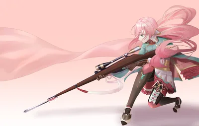 Pink-Haired Woman in a Skirt and Thighhighs - free anime wallpaper 3840×2438