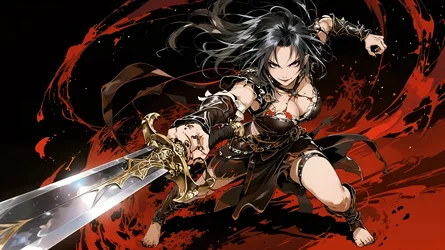 Muse in Armor with a Sword - free wallpaper 4095×2303