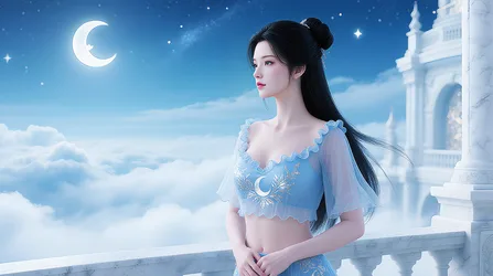 Black-Haired Girl in a Crop Top at Night - free art & design wallpaper 3858×2160