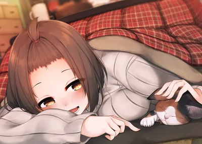 Indoors: Brown-Haired Lady in a Sweater - free anime wallpaper 2560×1830
