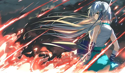 Grey-Haired Woman in a Shirt, from Behind - free anime wallpaper 2557×1500