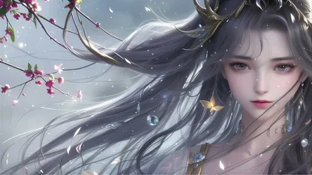 Portrait of a Lady in a Dress - free wallpaper 2560×1440