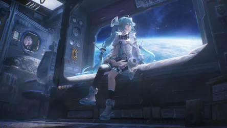Miku's Cosmic Window Dreams - free wallpaper 5333×3000