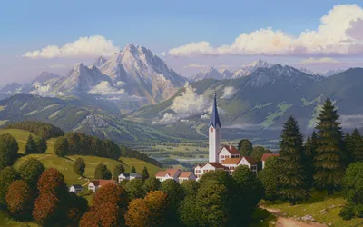 Alpine Valley Church at Sunset - free landscapes wallpaper 3840×2400