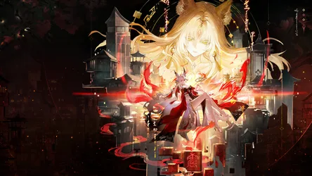 Blonde-Haired Muse in a Dress - free anime wallpaper 10240×5760