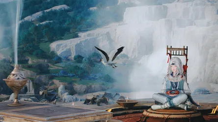 Seated Muse in the Mountains - free art & design wallpaper 3840×2160