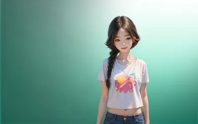 Brown-Haired Beauty in a Shirt - free art & design wallpaper 2560×1600