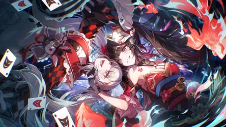 Black-Haired Two Women in a Kimono - free wallpaper 1920×1080