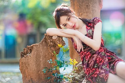 Seated Model in a Dress - free wallpaper 5760×3840