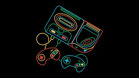 Neon Gaming Legacy: Controllers & Consoles - free gaming wallpaper 2560×1440