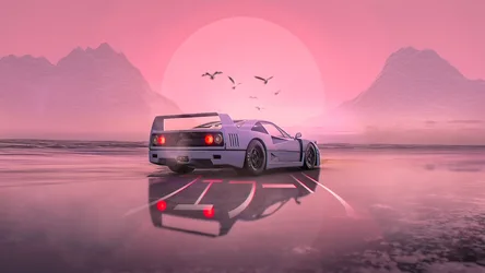 Desert Mirage: Supercar Under the Pink Sun - free cars & vehicles wallpaper 3840×2160