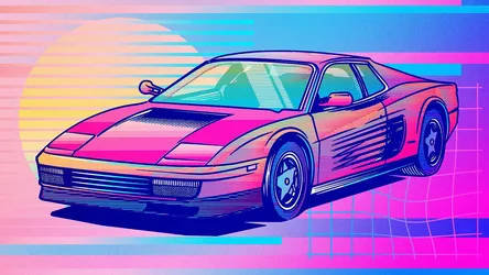 Neon Dreams: Retro Sports Car at Sunset - free cars & vehicles wallpaper 1920×1080