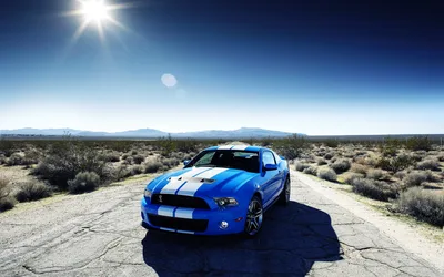 Blue Mustang Desert Drive Under Bright Sun - free cars & vehicles wallpaper 2560×1600