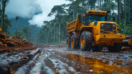 Heavy Machinery Logging Operation in Rainforest - free wallpaper 8736×4896
