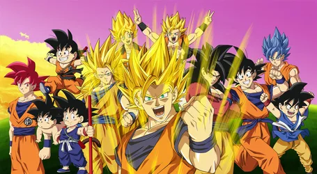 Goku's Evolution - Super Saiyan Transformations Across Time - free cartoons & comics wallpaper 5608×3078