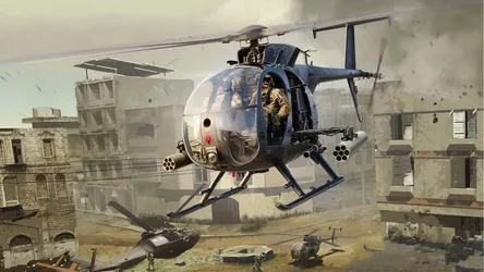 Armed Helicopter In Destroyed Urban Combat Zone - free gaming wallpaper 1920×1080