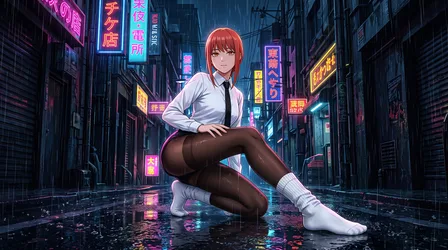 Anime Girl in Neon Tokyo Street at Night - free wallpaper 2752×1536