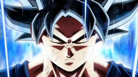 Ultra Instinct Goku with Silver Hair and Blue Aura - free wallpaper 8000×4500