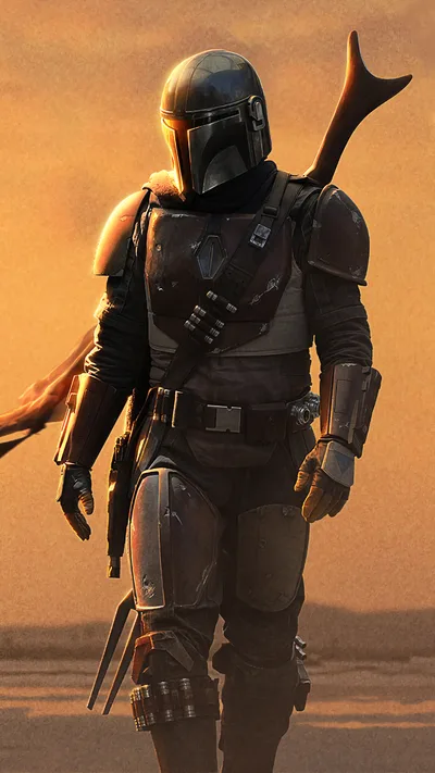 Armored Warrior's Desert Walk - free weapons wallpaper 2160×3840