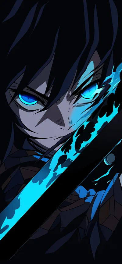 Blue Flame Warrior's Gaze - free wallpaper 1183×2560