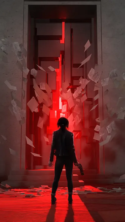 Red Alert: Agent Standing Ready - free wallpaper 828×1472