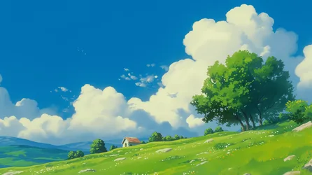 Serene Valley House Under Billowing Clouds - free wallpaper 2912×1632